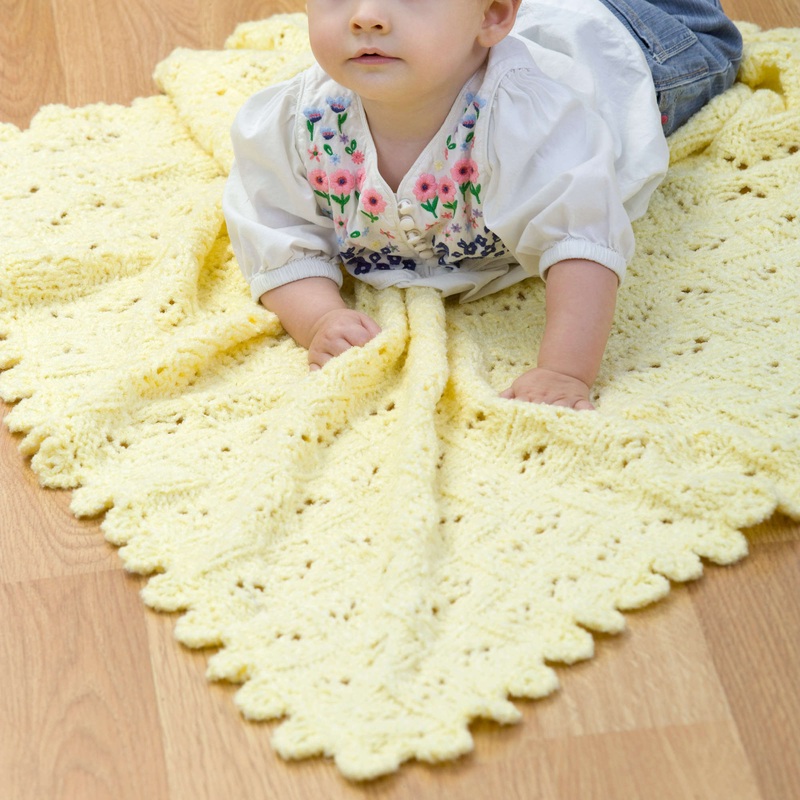 Red Heart Eyelet Knit Baby Blanket