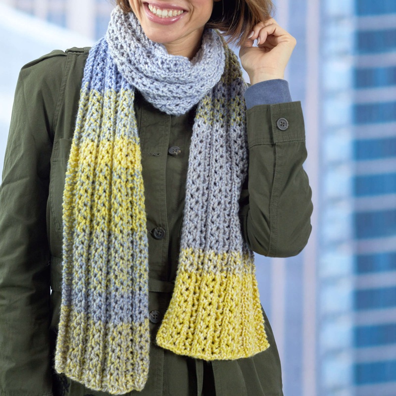 Red Heart Eyelet Rib Reversible Scarf