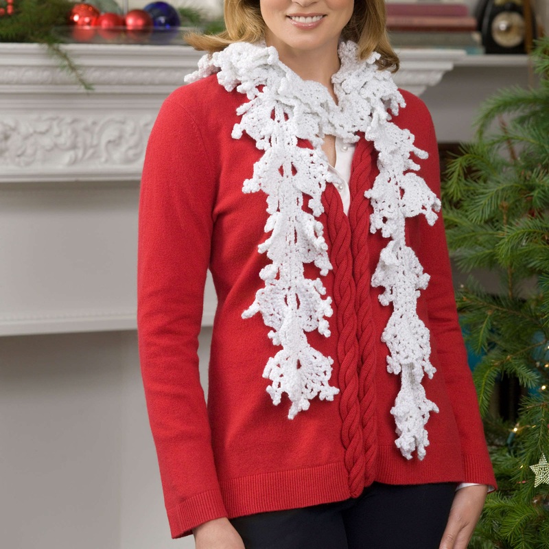 Red Heart Falling Snowflakes Crochet Scarf