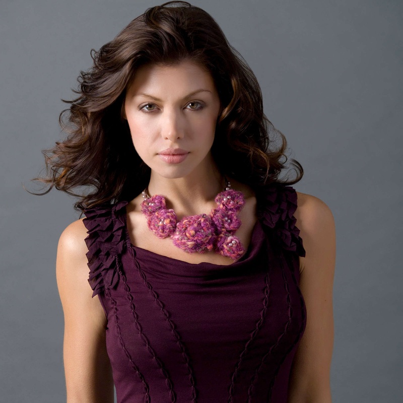 Red Heart Floral Crochet Necklace