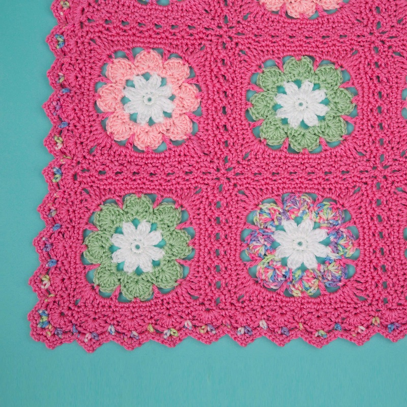 Red Heart Flower Crochet Baby Blanket