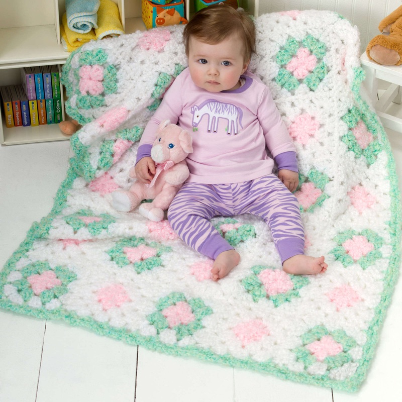Red Heart Flowers In the Dell Crochet Blanket