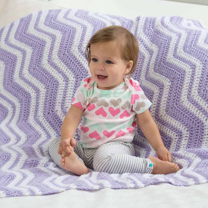 Red Heart Fuzzy Ripple Crochet Baby Blanket