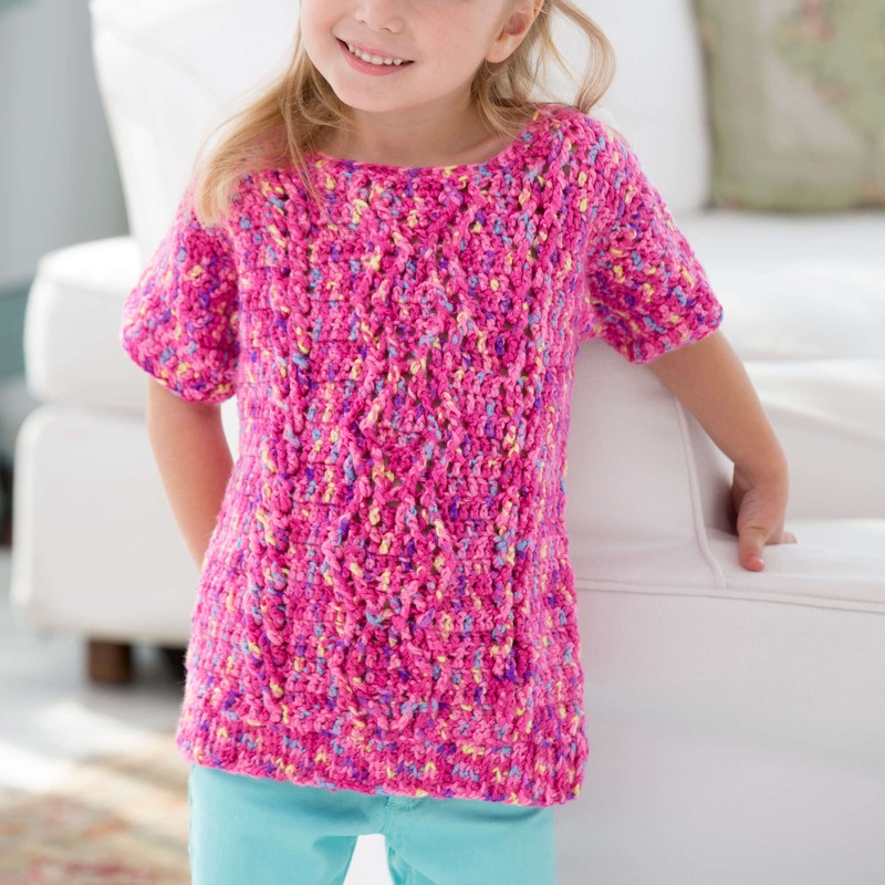 Red Heart Girl’s Crochet Cable Sweater