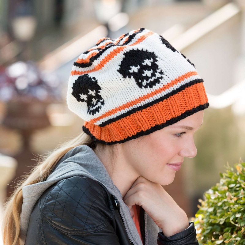 Red Heart Knit Fair Isle Skull Cap