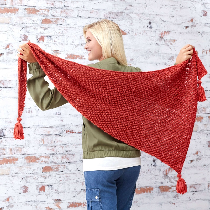 Red Heart Knit Fall Berries Shawl