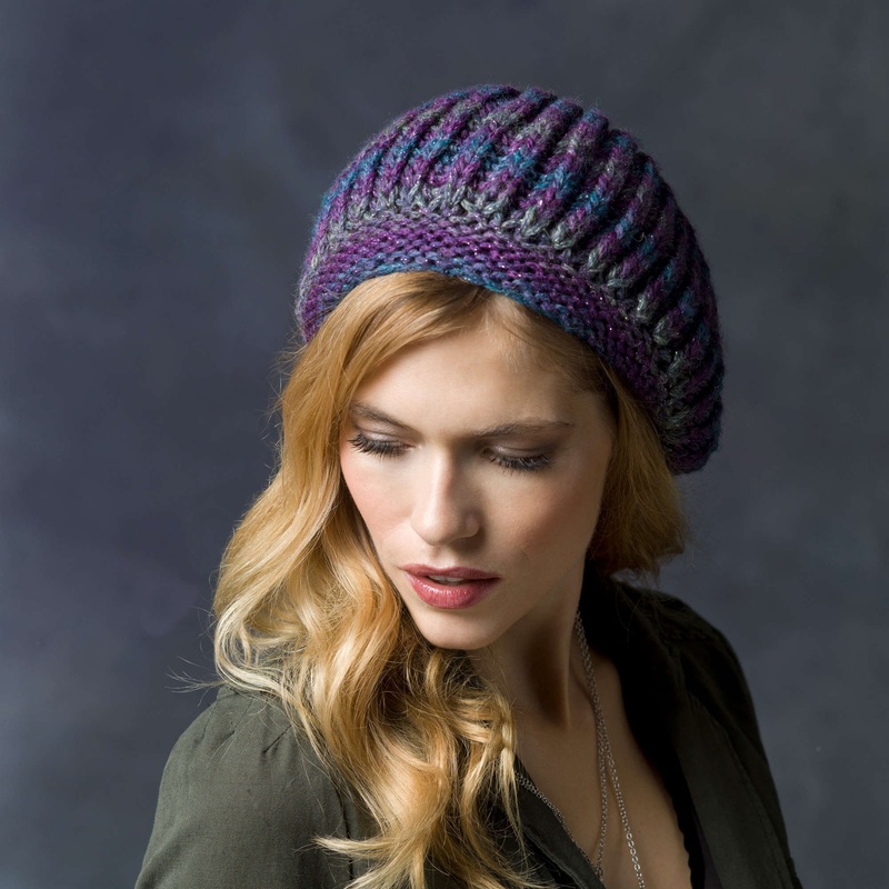 Red Heart Knit Faux Brioche Beret