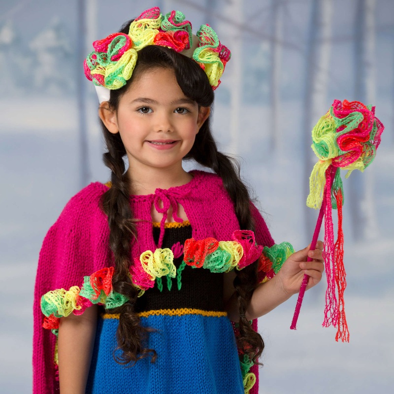 Red Heart Knit Flower Princess Tiara and Wand