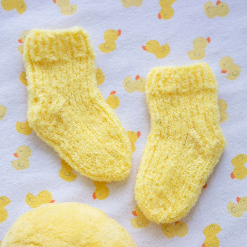 Red Heart Knit Fluffy Toes Baby Socks