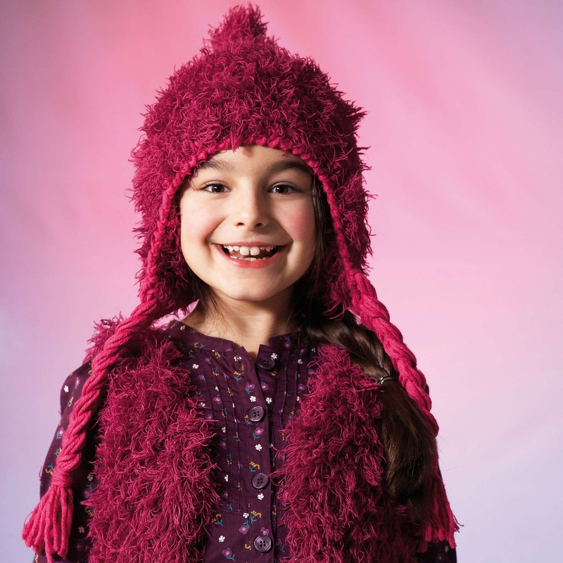 Red Heart Knit Furry Hat and Vest