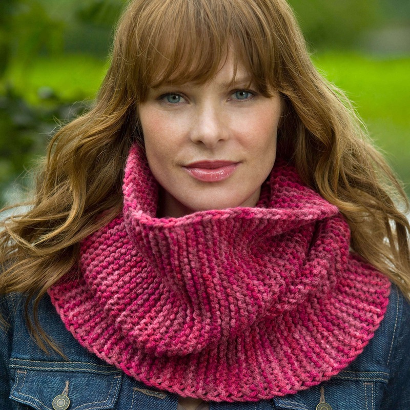 Red Heart Knit Garter Stitch Cowl