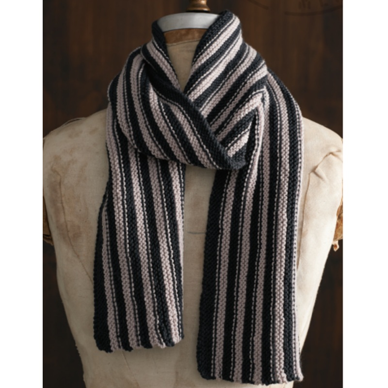 Red Heart Knit Garter Stripe Scarf