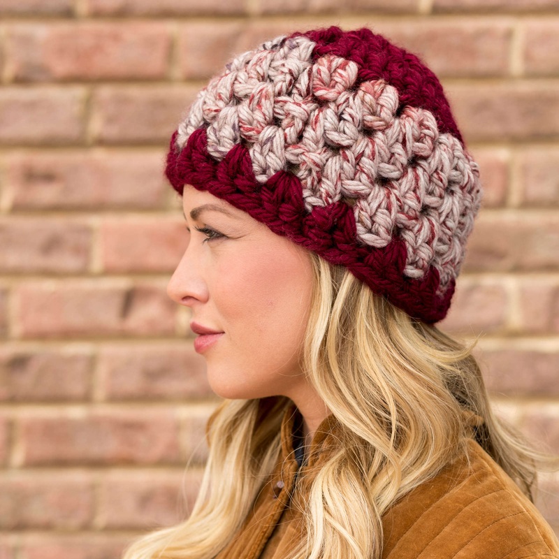 Red Heart Crochet Granny Stitch Hat