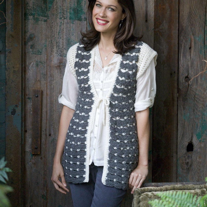 Red Heart Crochet Grey Splendor Vest