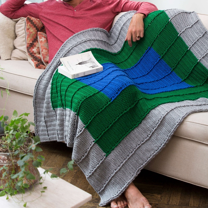 Red Heart Crochet Guy’s Reversible Throw
