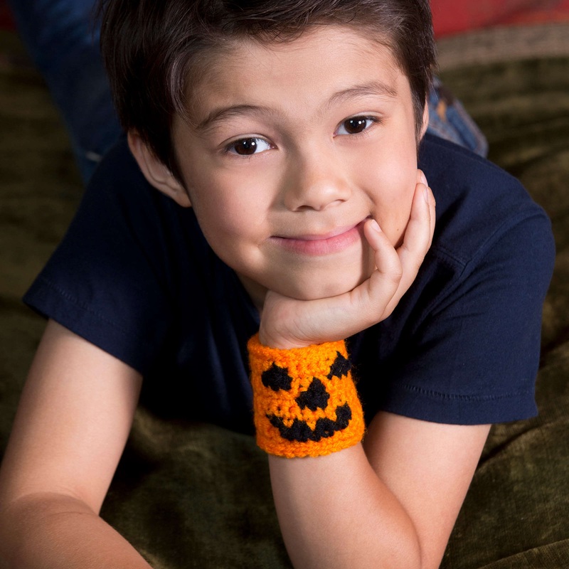 Red Heart Crochet Halloween Pumpkin Cuff