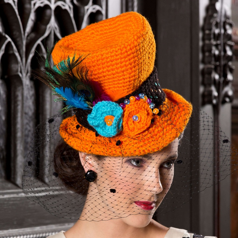 Red Heart Crochet Halloween Top Hat