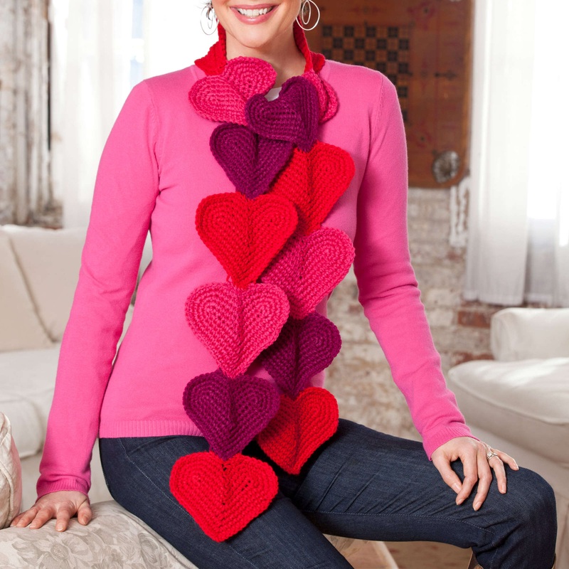 Red Heart Crochet Heart Splendor Scarf