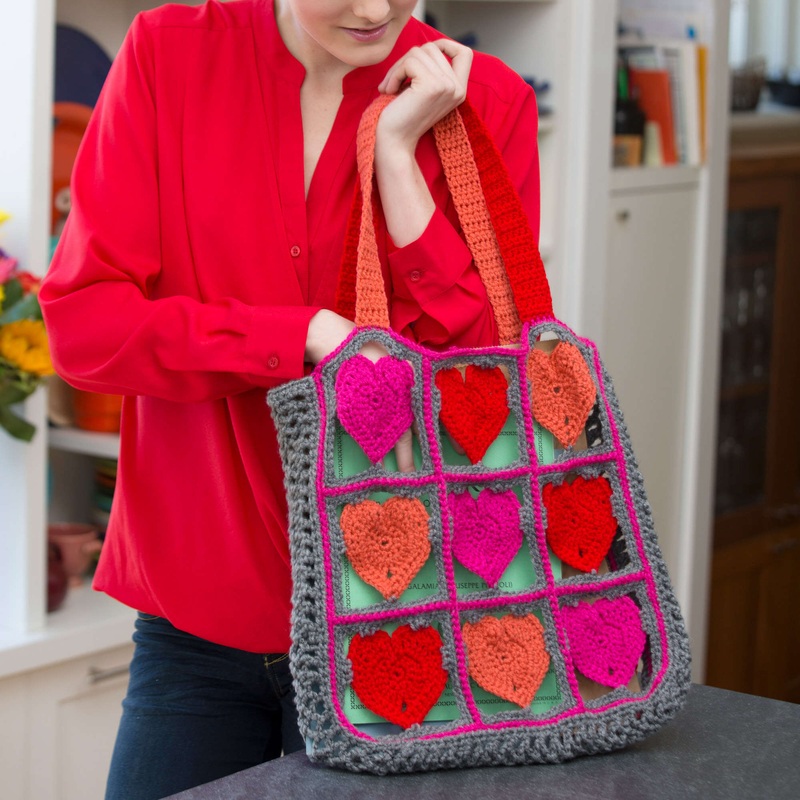 Red Heart Crochet I Love My Tote Bag