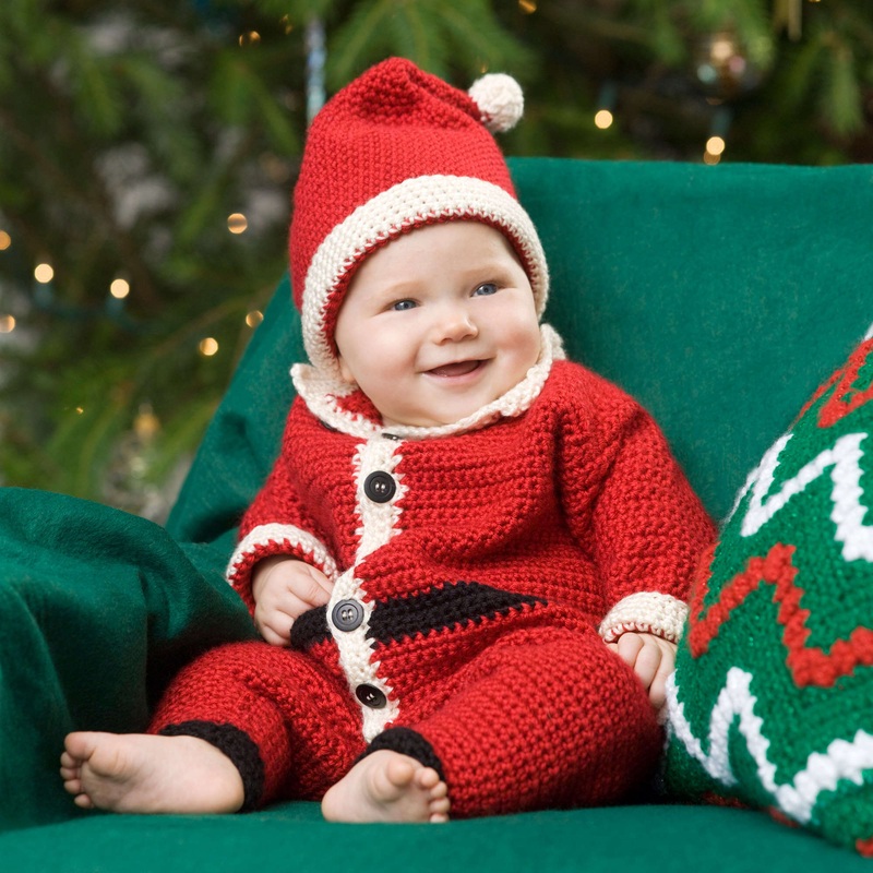 Red Heart Crochet Infant Santa Suit & Hat