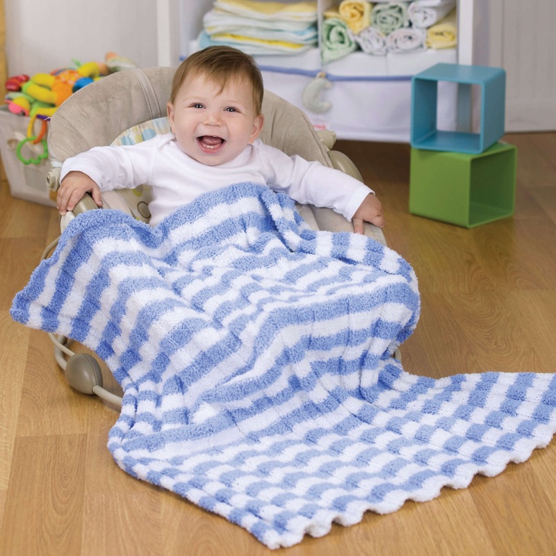 Red Heart Heaven Sent Knit Baby Blanket