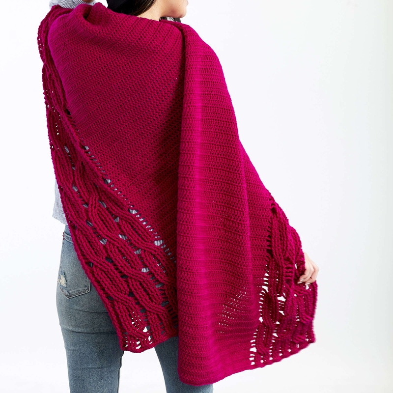 Red Heart Interwoven Cabled Chic Shawl