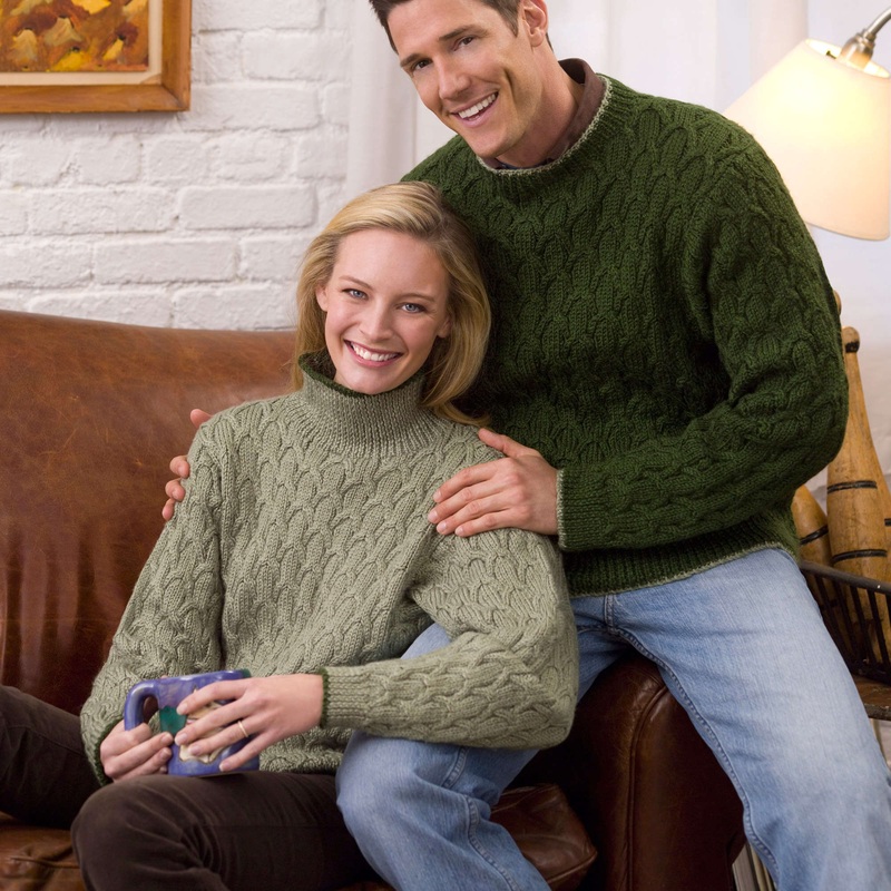 Red Heart Knit His Cabled Pullover