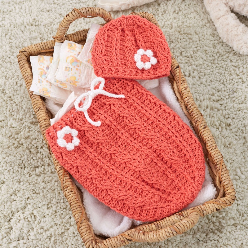 Red Heart Crochet Just Peachie Cocoon Set