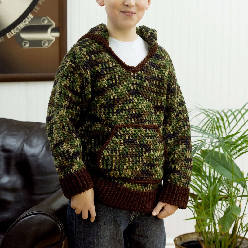 Red Heart Crochet Kid’s Hooded Sweatshirt