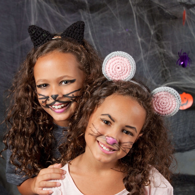 Red Heart Crochet Kitty and Mouse Headbands