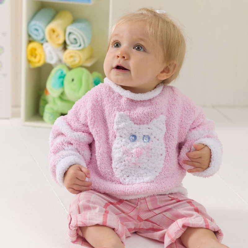 Red Heart Crochet Kitty Baby Sweater
