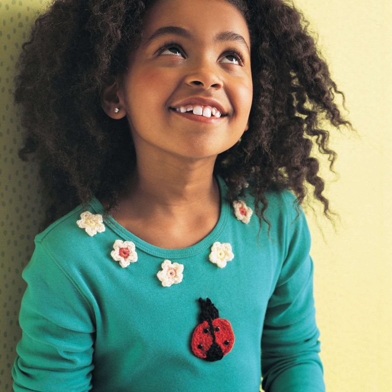 Red Heart Crochet Ladybug & Flower Appliques