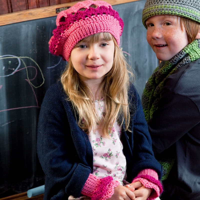 Red Heart Crochet Little Girl’s Beret and Wristers