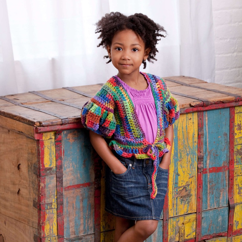 Red Heart Crochet Little Girl’s Puffy Sleeve Sweater