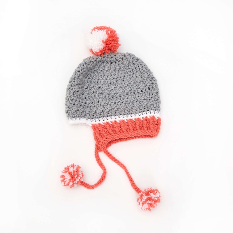 Red Heart Crochet Little Miss Pompom Hat