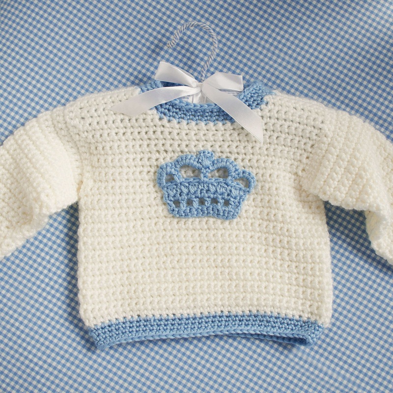 Red Heart Crochet Little Prince Crown Sweater