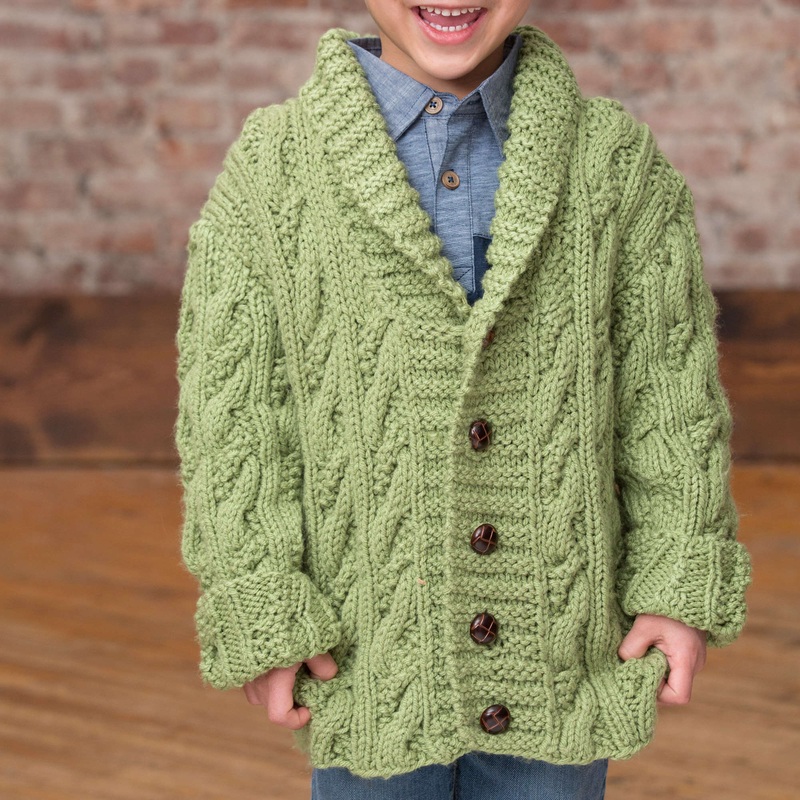 Red Heart Kid’s Cable Knit Cardigan