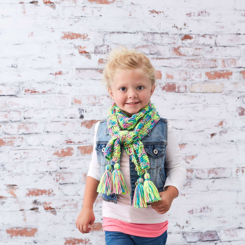 Red Heart Kid’s Knit Drop-Stitch Scarf