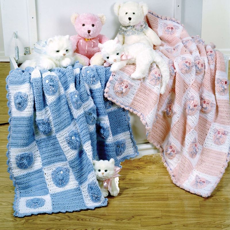 Red Heart Kitties and Bears Crochet Blankets