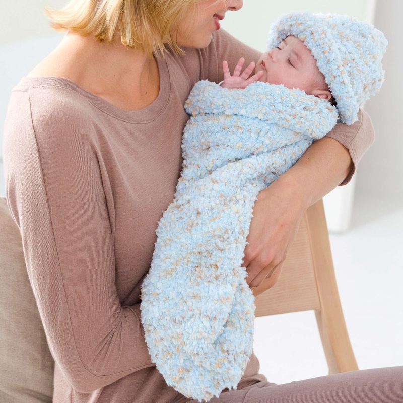 Red Heart Knit Baby Cocoon and Cap