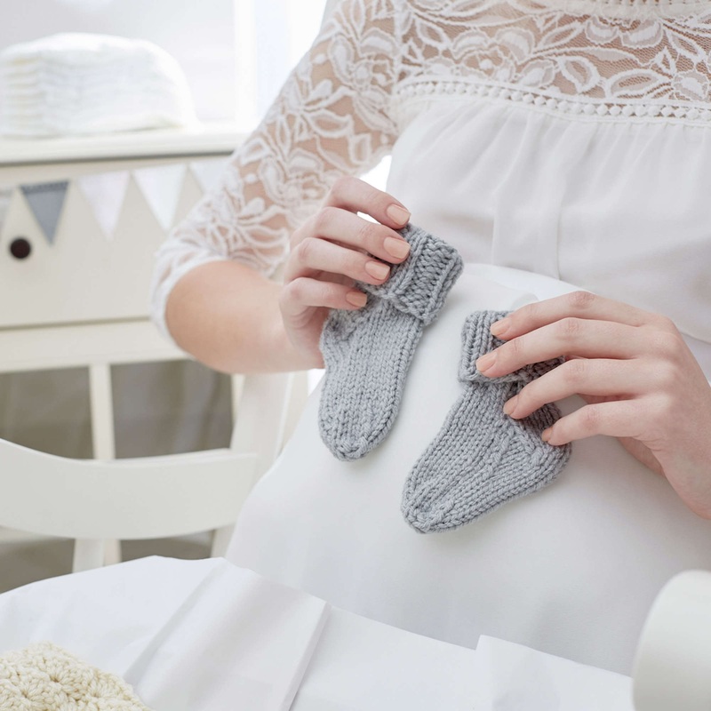 Red Heart Knit Baby Socks|Gray|Multicolored
