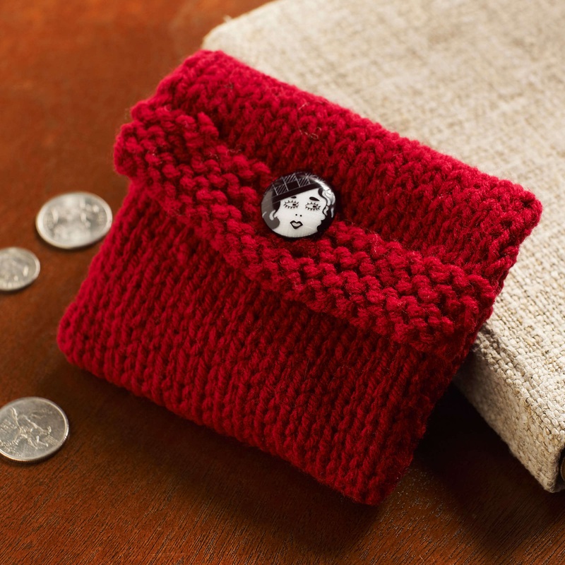 Red Heart Knit Change Purse|Single Size