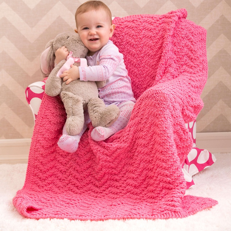 Red Heart Knit Chevron Baby Blanket