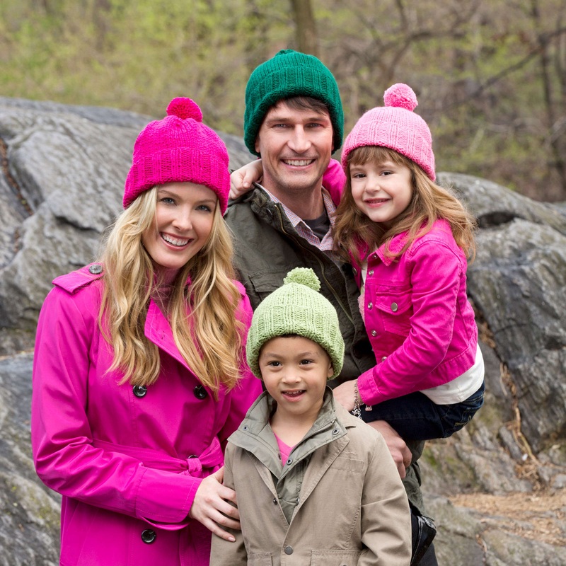 Red Heart Knit Family Hats|Default Title|Blue Child|Man|Woman|Pink Child