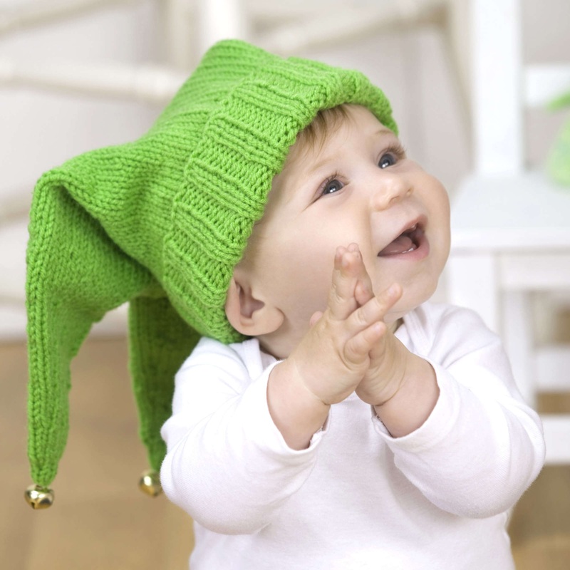 Red Heart Knit Jingle Bells Baby Hat