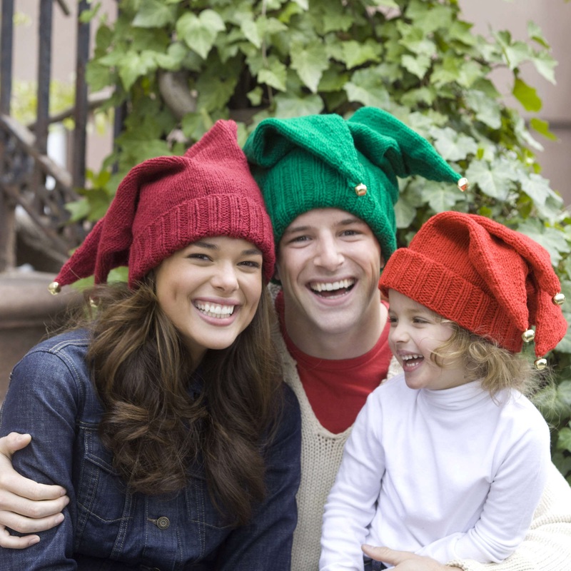 Red Heart Knit Jingle Bells Family Hats