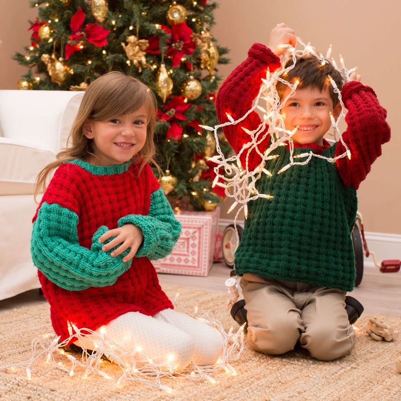 Red Heart Knit Jolly Kid’s Sweaters