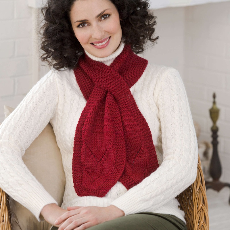 Red Heart Knit Keyhole Scarf|Single Size