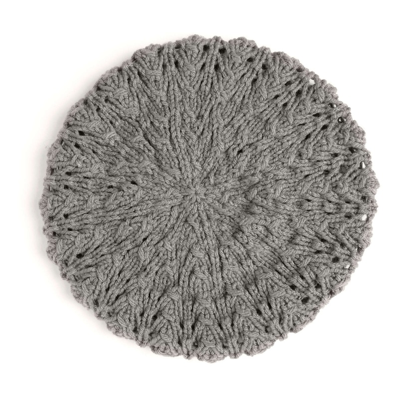 Red Heart Knit Lace Beret|Medium|Small