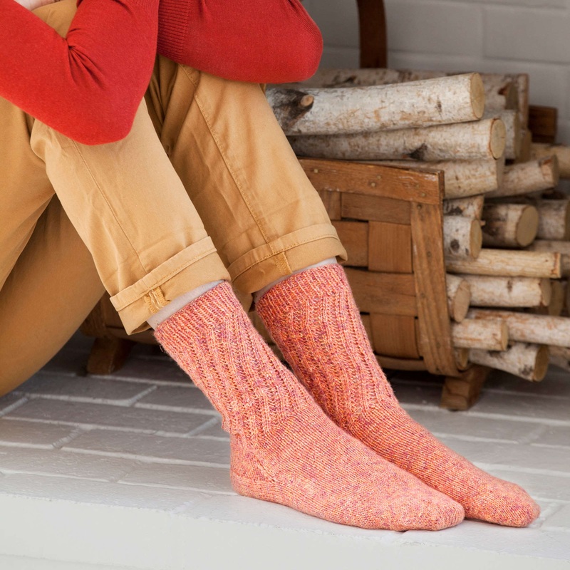 Red Heart Knit Lacy Toe-Up Socks